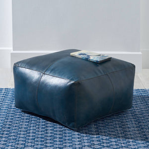 Matteo Natural Tan Leather Square Pouffe