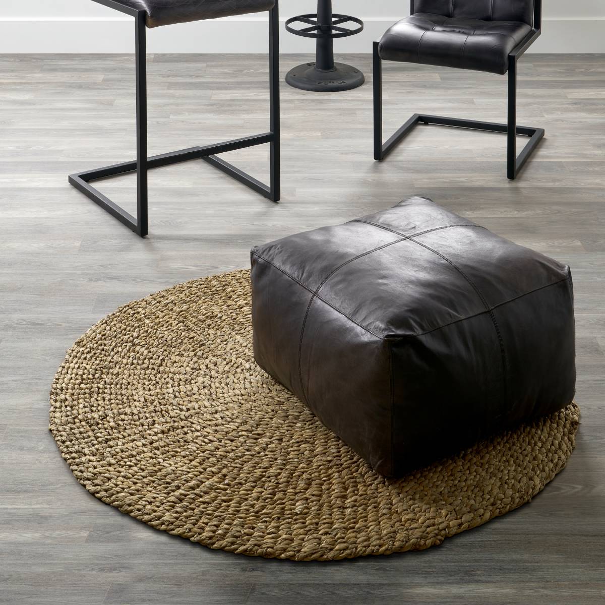 Matteo Natural Tan Leather Square Pouffe