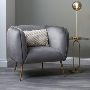 Lucca Black Velvet and Metal Armchair