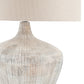 Manaia White Wash Textured Wood Table Lamp with Henry 35cm Taupe Handloom Cylinder Shade