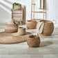 S/3 2-Tone Seagrass and Palm Leaf Natural Round Baskets