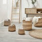 S/3 2-Tone Seagrass and Palm Leaf Natural Round Baskets