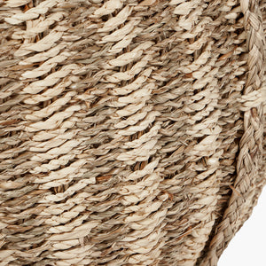 S/3 Seagrass and Palm Leaf Natural Striped Round Baskets