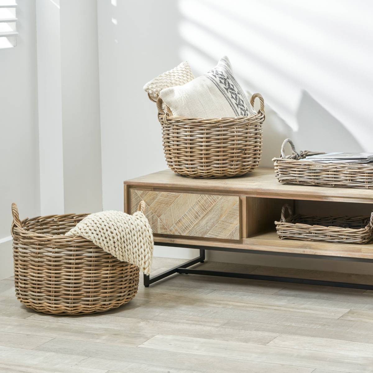 S/2 Grey Kubu Log Baskets