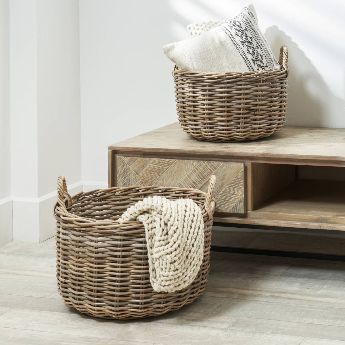 S/2 Grey Kubu Log Baskets