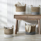 S/2 Banana Leaf Two Tone Natural and Grey Baskets