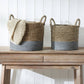 S/2 Banana Leaf Two Tone Natural and Grey Baskets