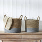 S/2 Banana Leaf Two Tone Natural and Grey Baskets