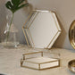 S/2 Gold Metal and Mirror Hexagonal Trays