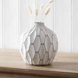 Gaudi White Stoneware Geometric Design Vase