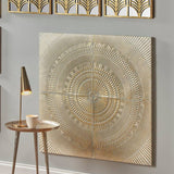 Antique White And Gold Textured Metal Wall Art