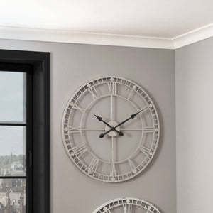 Antique Grey Metal Round Wall Clock Large