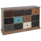 Loft Blue Multicoloured Pine Wood 12 Drawer Unit