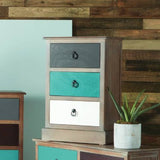 Loft Blue Multicoloured Pine Wood 3 Drawer Unit