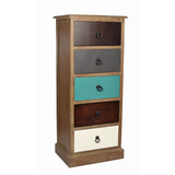 Loft Blue Multicoloured Pine Wood 5 Drawer Unit