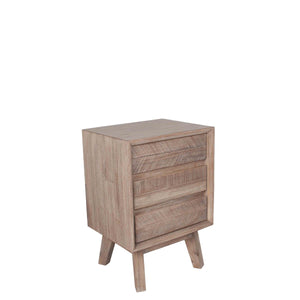 Kalmar Sand Wash Acacia Wood 3 Drawer Bedside Unit