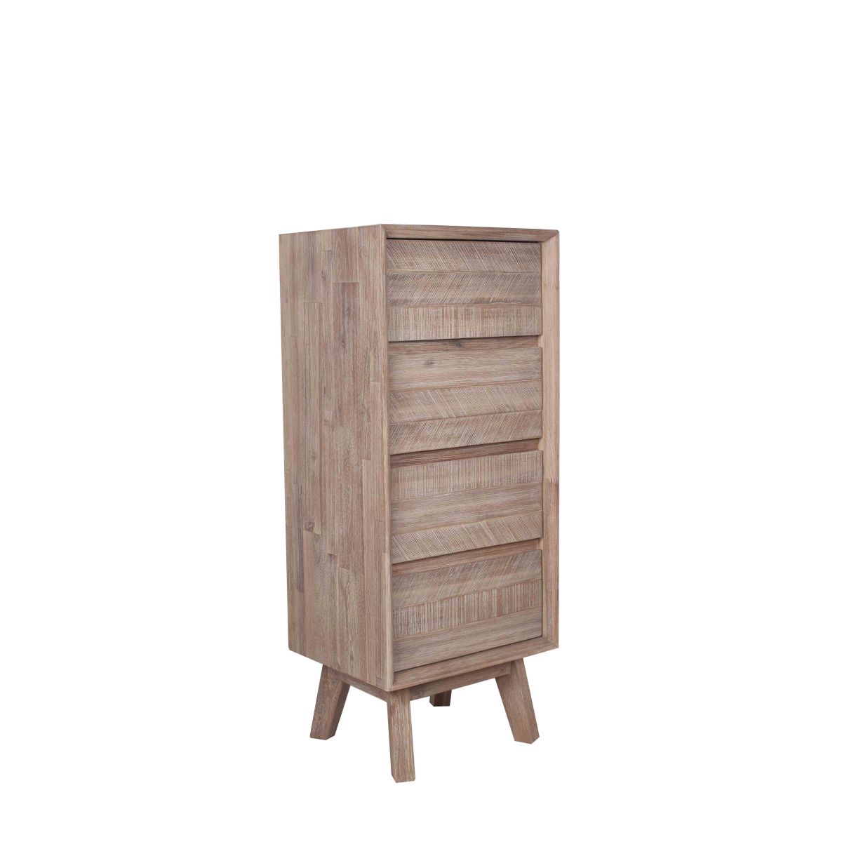 Kalmar Sand Wash Acacia Wood 4 Drawer Tall Boy