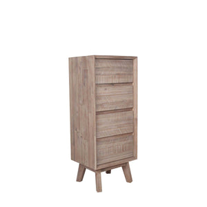 Kalmar Sand Wash Acacia Wood 4 Drawer Tall Boy