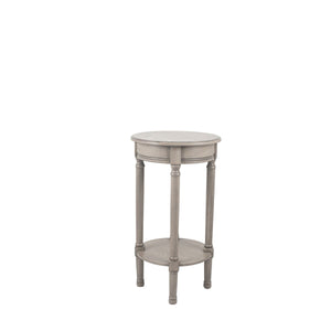 Heritage Taupe Pine Wood Round Accent Table