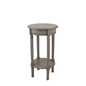 Heritage Taupe Pine Wood Round Accent Table