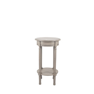 Heritage Taupe Pine Wood Round Accent Table