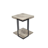 Jersey Concrete Effect Wood Veneer And Black Metal Side Table