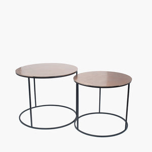 S/2 Panaji Black Iron and Gold Aluminium Round Tables