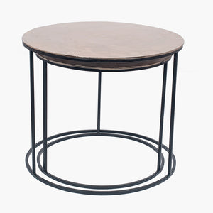 S/2 Panaji Black Iron and Gold Aluminium Round Tables