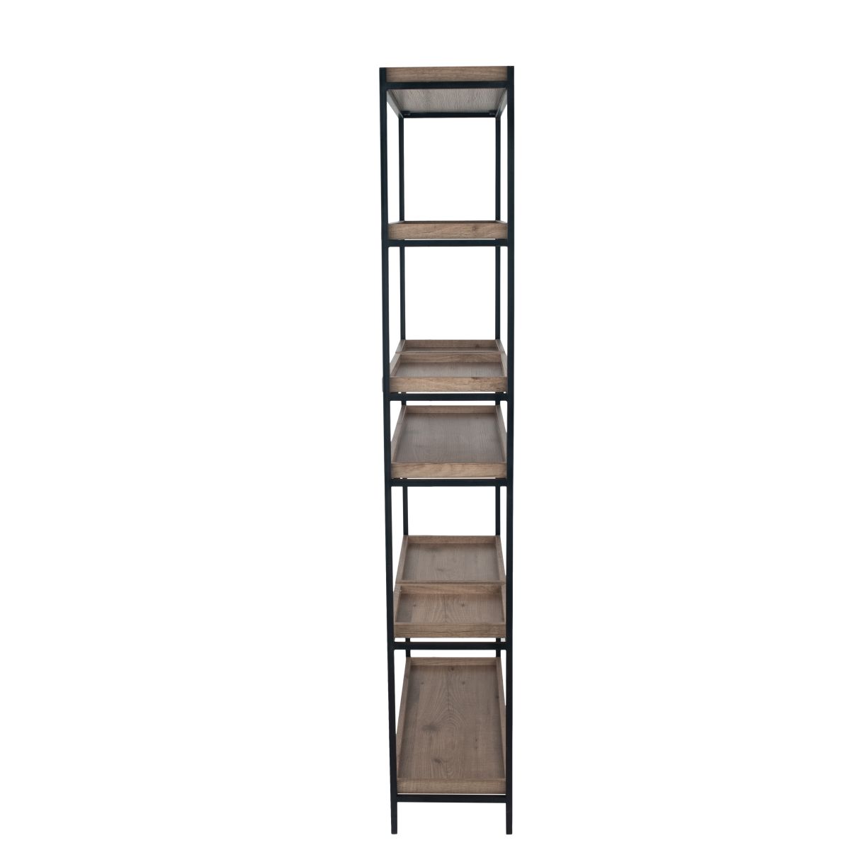 Gallery Natural Wood Veneer and Black Metal 5 Shelf Unit