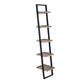 Gallery Natural Wood Veneer and Black Metal 5 Shelf Ladder Unit