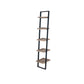 Gallery Natural Wood Veneer and Black Metal 5 Shelf Ladder Unit