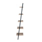 Gallery Natural Wood Veneer and Black Metal 5 Shelf Ladder Unit