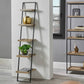 Gallery Natural Wood Veneer and Black Metal 5 Shelf Ladder Unit