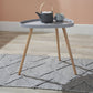 Clarice Light Grey Mdf And Natural Pine Wood Teardrop Side Table