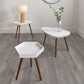 Clarice White MDF and Brown Pine Wood Teardrop Side Table