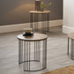 Atri S/2 Dark Oak Wood Veneer and Black Metal Side Tables