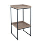 Gallery Natural Wood Veneer and Black Metal Side Table