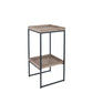 Gallery Natural Wood Veneer and Black Metal Side Table