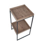 Gallery Natural Wood Veneer and Black Metal Side Table