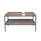 Gallery Natural Wood Veneer and Black Metal Coffee Table