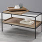 Gallery Natural Wood Veneer and Black Metal Coffee Table