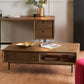 Arte Dark Brown Acacia Wood and Black Metal 2 Drawer Coffee Table