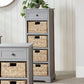 Devonshire Grey Pine Wood 1 Drawer 4 Basket Tall Unit