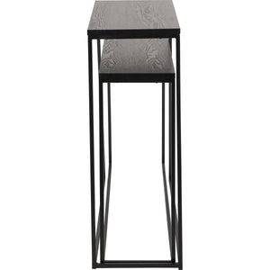 Mashiko S/2 Black Ash Veneer and Black Metal Console Tables