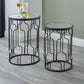 Caprisse S/2 Mirrored Glass and Graphite Metal Side Tables