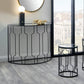 Caprisse Mirrored Glass and Graphite Metal Half Moon Console Table