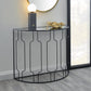 Caprisse Mirrored Glass and Graphite Metal Half Moon Console Table