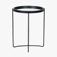 Voss Mirrored Glass and Black Wood Veneer Side Table