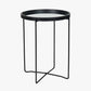 Voss Mirrored Glass and Black Wood Veneer Side Table