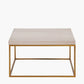 Madison Beige Granite and Burnished Gold Metal Square Coffee Table